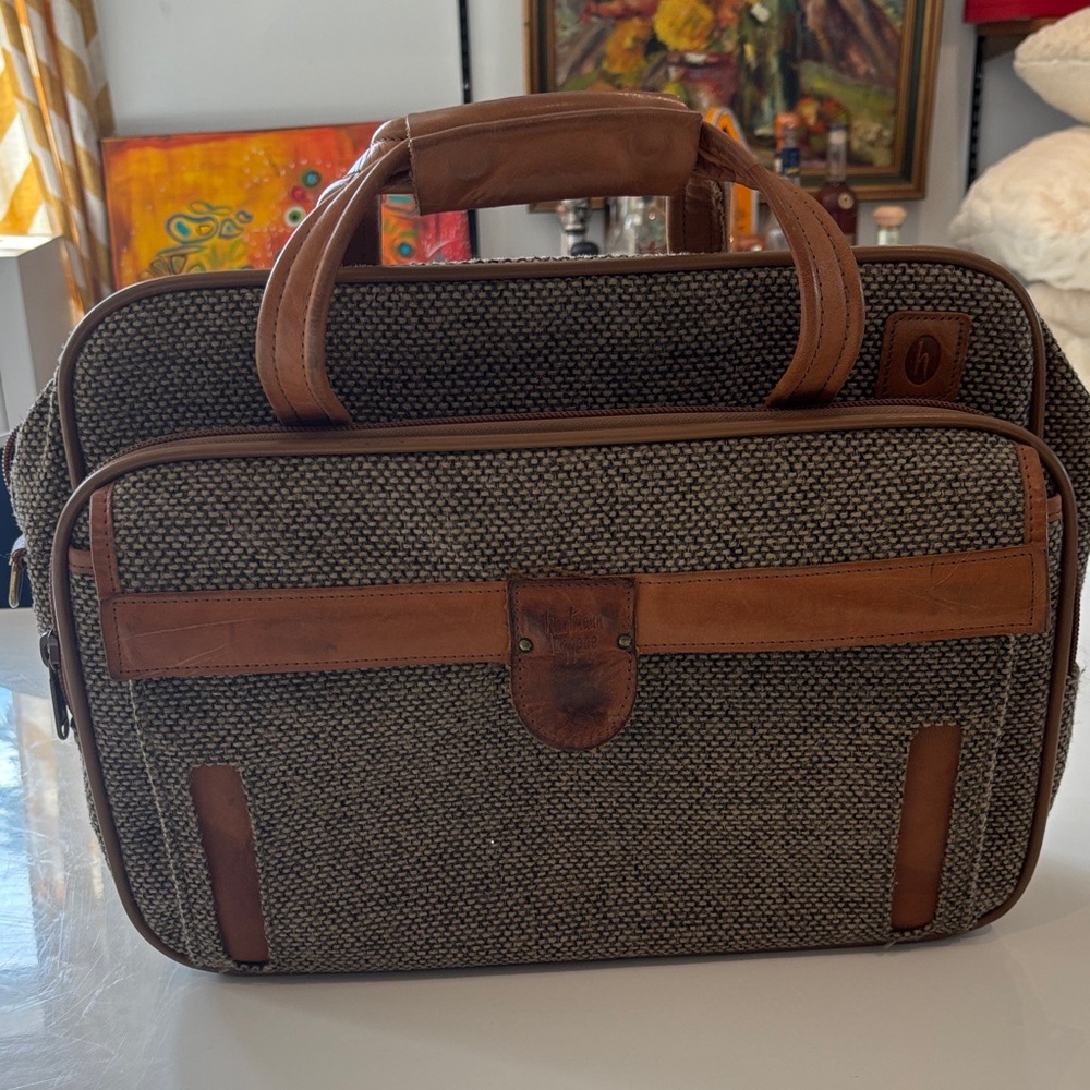 Elegant Vintage 1970’s  Brown and Gray Laptop Bag or carry one luggage